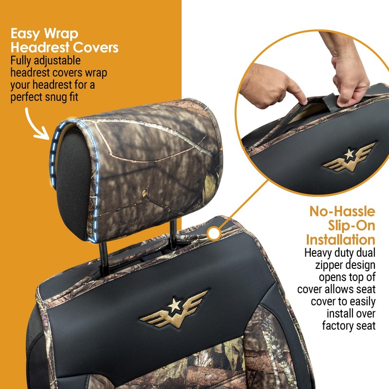 Mossy Oak Heavy Duty Premium Truck Seat Covers for Front