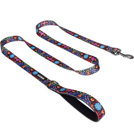 KISSBAK Dog Leash for Medium Dogs - Comfortable Padded Handles,Premium Floral Sunflower Dog Training Leash,Walking Lead for Dogs (Floral Purple, Medium (3/4Inch x 5 Feet))