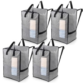 TAILI 4 Pack Gray Moving Bags w/Adjustable Backpack Straps, Moving Supplies, Moving Boxes Alternative, Heavy Duty Storage Totes for College Packing, Camping Backpack for Travel, Dorm, Laundry