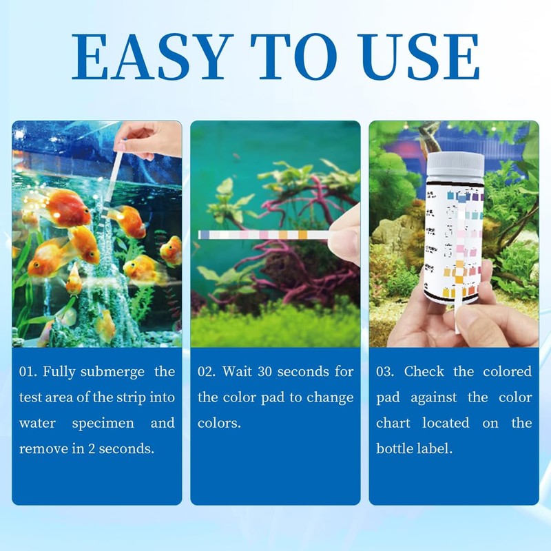 AIMALL 50pcs Wancheng 6-in-1 Aquarium Water Test Strips - Multi-Element