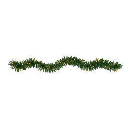 Nearly Natural 9ft. Christmas Pine Artificial Garland with 50 Warm White LEDs Lights