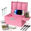 TISEMENT Large Pink Bamboo Box with Combination Lock, Decorative Storage