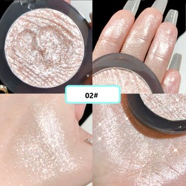 KARLOR Makeup Highlighter Palette, Glitzer Augen Gesicht Highlighter Puder Lidschatten Schimmer Diamant Highlight Makeup strahlend Perlglanz hochpigmentiert (02#, Highlighter)