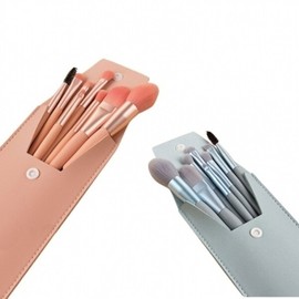 휴대용 메이크업 브러쉬 세트(8종)  전용 가죽케이스  볼터치 섀도우 쉐딩 Portable Makeup Brush Set (8 Pieces) with Dedicated Leather Case for Blush, Shadow, and Shading