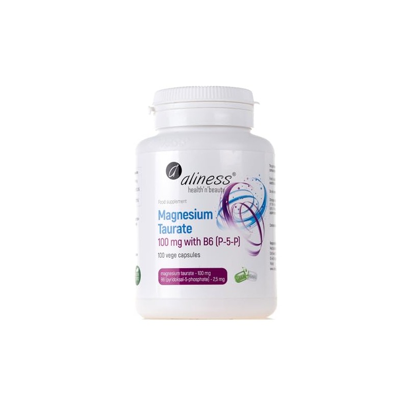 Aliness Magnesium Taurate with Vitamin B6, 100 Vegan Capsules