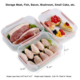 TIAN CHEN Airtight Food Storage Containers, Stackable Cookie Carriers with Handle, Leak Proof Leftover Bin, Medium BPA Free Plastic(Light Blue rectangle)