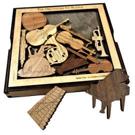 Unique Gift for Musicians - The Orchestra Pit Wooden Brain Teaser - Handmade 13 Piece Wood Puzzle - Made in the USA - Christmas Gifts