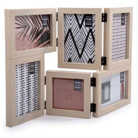 CTG Truu Design Decorative Wooden Collage Folding Picture Frame, 10.45 x 12.25 inches, Beige