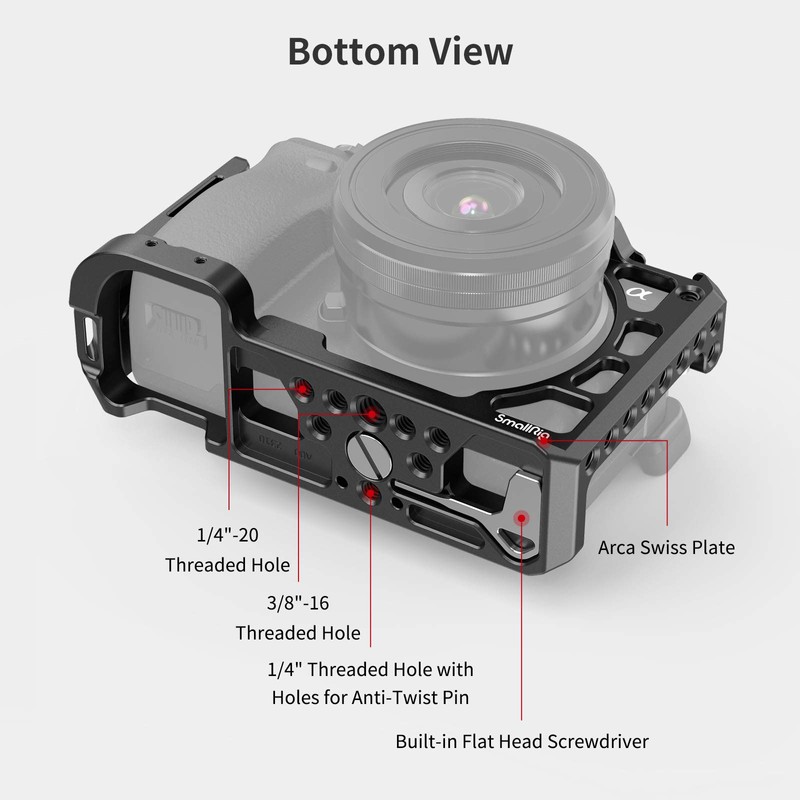 SMALLRIG A6100/A6300/A6400/A6500 Cage Camera, Jaula de Camara con 1/4 Tornillo