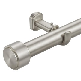 Lwiiom Heavy Duty Curtain Rods,1 1/4" Large Diameter Premium Nonadjustable Curtain Rod,108in/9ft Custom Window Treatment Rods with Durable Aluminum Brackets and End Caps,Brushed Nickel Finish