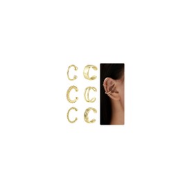 PARIVEA Ear Cuffs Non Piercing Chunky/Thin 14K Gold Plated Ear Cuff Earrings for Women Dainty Cuff for Non Pierced Ears Gold Clip on Cartilage Earring Fake Piercings 6PCS GA