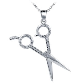 Feilok Men's Stainless Steel Necklace with Pendant Scissors Snake Skin for Men, stainless steel