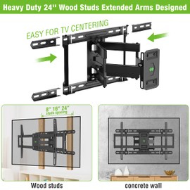 USX Mount UL Listed TV Wall Mount for 42"-85" TVS, Fits 16" 18" or 24" Studs, Full Motion Bracket Tilt Swivel Extension with Dual Articulating Arms, Max VESA 600x400mm, Load 110lbs