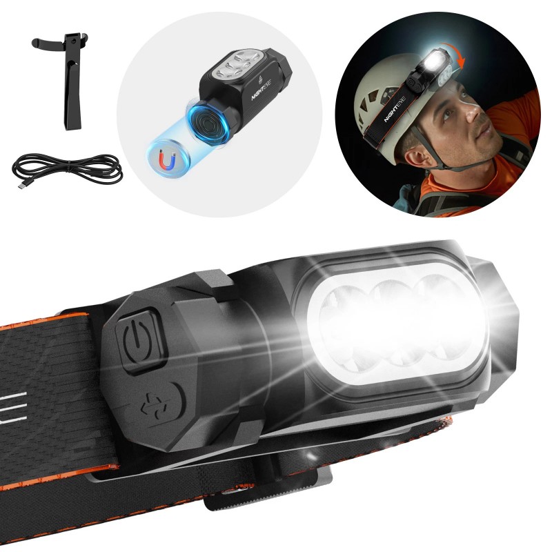 NIGHTEYE Super Bright LED Headlamp Waterproof Rechargeable Headlight for Outdoor