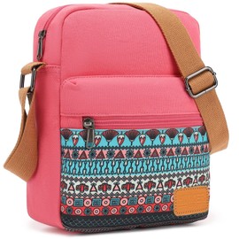 H HIKKER-LINK Lindo bolso cruzado y bolso casual de lona para mujer, Rosa A-2, Mediano, Casual