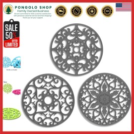 3-Piece Silicone Trivet Set - Durable Non-Slip Hot Pads for Kitchen Elegance