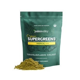 Paleovalley Organic Supergreens Powder - 23 Superfoods with Prebiotic Fiber for Energy and Immunity Support - No Cereal Grasses for Maximum Absorption - Tropical, 30 Servings
