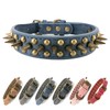 Spiked Studded Dog Collar-Bronze Pointed Stud Anti-Bite Collar (Blue,M)