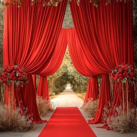 20ftx14ft Red Backdrop Curtains for Wedding-Wrinkle Free Backdrops Curtain Drapes Fabric Decorations Photo Back Drop Cloth for Baby Shower Photography Stage Reception 4Panels 14ft(H) x 5ft(W)