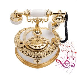 Music Box Retro Phone with Dial for Elise Wind-Up Music Box for Birthday Valentine's Day Christmas Gift