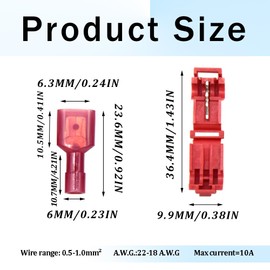 Yosawo 60 Pieces T-Tap Wire Connectors, Self-Stripping Quick Splice Wire Terminals and Fully Insulated Male Spade Terminals Connectors Kit (GXH)