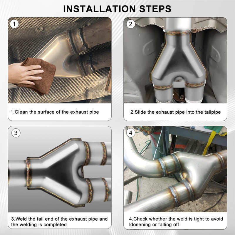 Mupera Universal 3 Inch Exhaust Y Pipe, Stainless Steel 3"