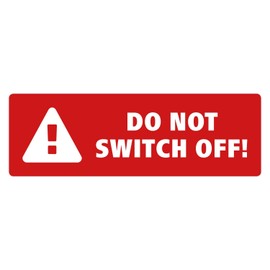 10 x Do not Switch Off Sticker Set - Red - Small Don't Turn Off Stickers - Weatherproof (5.5 x 1.8cm)