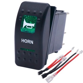 Twidec/Momentary Horn Rocker Toggle Switch SPST 5 Pin 20A 12V 24VDC ON Off Green LED Light Push Button Switch Bar Car with Jumper Wires Set A11625B-G-X