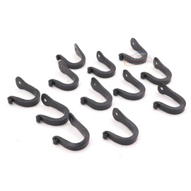 Single Prong Wrought Iron Hooks, Vintage Hand Forged Iron Classic Hook Set – Rustic Curved Metal Fasteners – Decorative Colonial Wall Décor by The Metal Magician (Set of 12 Nail Hook 1")