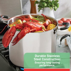 T-fal Specialty Stainless Steel Stockpot 12 Quart Oven Safe 350F Pots and Pans, Cookware Silver