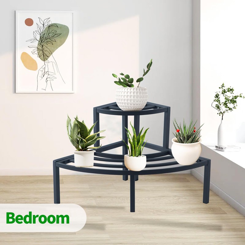 DHYGOTFUR Aluminum 2-Tier Plant Stand Lightweight, Sturdy, and Rust-Free Corner