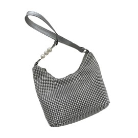 TQUXNGA Beuteltasche, Schultertasche, kleine Handtasche, Geldbörse, Abendtasche, Hochzeit, Geldbörse für Abschlussball, Party, silber