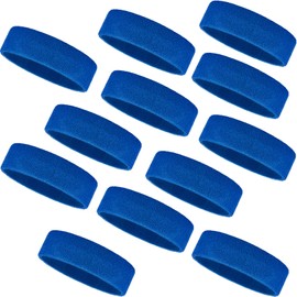 Bememo 12 Pcs Sweatbands Sport Headbands for Men & Women Basketball Headband Sport Competitions Sweat Headbands Running Terry Cloth Moisture Wicking for Yoga,Tennis,Gym,Exercise(Deep Blue)