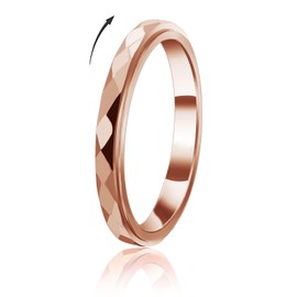 FASHGOOD 3mm Titanium Steel Fidget Anxiety Rings for Women Men,Wave Spinner Rings for Women,Rhombus Fidget Ring for Stess Relief,Wedding Band Ring,Rose Gold Ring,Women's Rings 7