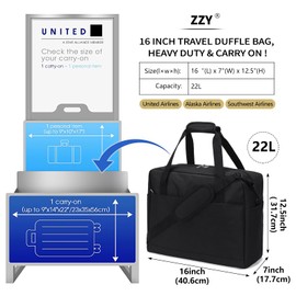 for Easyjet Airlines Cabin Bag 45x36x20 Underseat - Foldable 16 inch Lightweight Travel Duffel Bag Holdall Carry On Luggage for Women and Men （Black，22L）