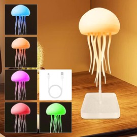 Mineup Jellyfish Atmosphere Light, 72 Colors LED Jellyfish Mood Light with 2 Modes, RGB Gradient Jellyfish Bedside Lamp with 9 Rotating Tentacles Voice Control, 3D Jellyfish Lamp for Bedroom Home