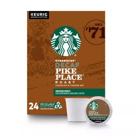 Starbucks Decaf Pike Place Roast Coffee 24 Count K Cup Pods Medium Roast