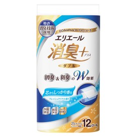Elleair Toilet Paper Deodorizing Plus (+) 25m × 12 Rolls Double 100% Pulp with Strong Fresh Clear Scent