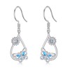 REDSUN Butterfly Earrings 925 Sterling Silver with Cubic Zirconia Butterfly Earrings Daisy Flower Earrings Butterfly Jewellery Gifts for Women Girls, Sterling Silver