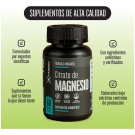 Citrato de Magnesio  60 Cpsulas  Apoya la Funcin Muscular, Nerviosa y sea  Contribuye a la Energa, Relajacin y Bienestar General  Ideal para Uso...   
