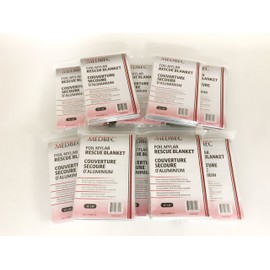 Medbec Emergency Foil Mylar Thermal Blanket, 52" Length x 84" Width, Silver (Pack of 12)