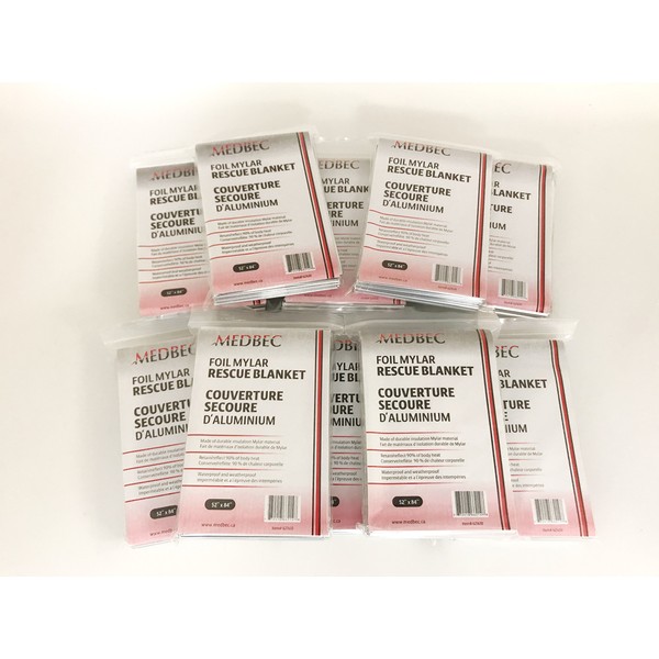 Medbec Emergency Foil Mylar Thermal Blanket, 52" Length x 84"