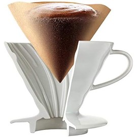 HARIO V60 Ceramic Dripper 02 Set, 1-4 Cups, White, Made in Japan, XVDD-3012W