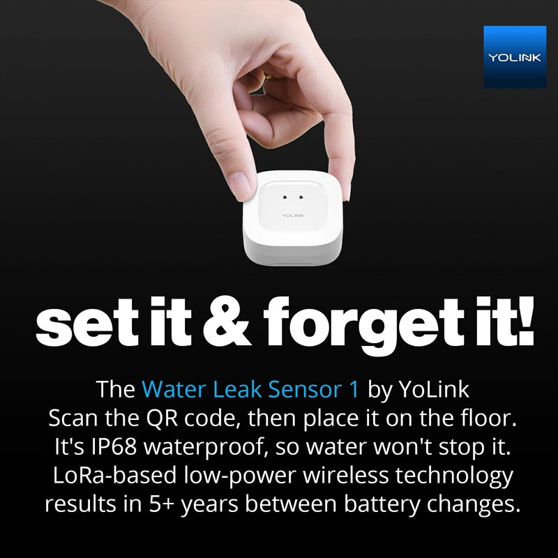 YoLink Water Leak Detector 4 with 105dB Audio Alarm, App