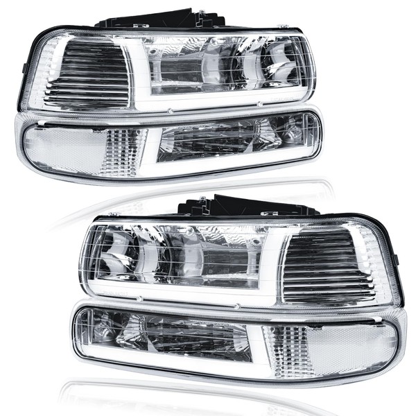 Fullux LED DRL Headlights Assembly for 1999-2002 Chevy Silverado 1500