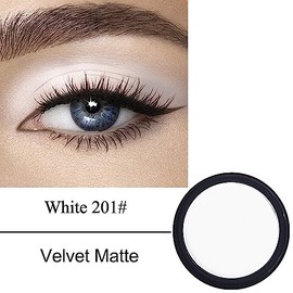 Erinde Paleta de sombra de ojos Mate Single Blanco, Larga Duración Paleta de Sombras de Ojos en Polvo Prensado, Resistente al Agua, Alta Pigmentación 