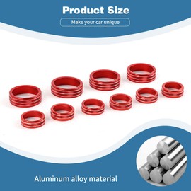 PDKLIN for Silverado Radio Knob Cover Trim Ring Red Compatible with Chevy Silverado 2019+ Suburban 2020+ Tahoe 2021+/GMC Sierra 2019+ Yukon 2021+, Aluminum Alloy Interior Accessories 10pcs, Red