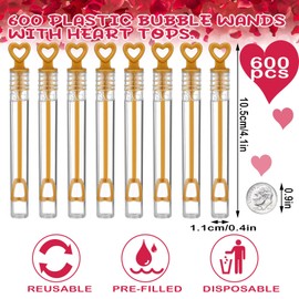 Foilswirl 300 Pcs Mini Wedding Bubble Wand Bulk Gold Heart Bubble Wands Wedding Favors Individual Mini Bubble Wand Favors for Weddings Anniversary Celebrations Valentine's Day Party