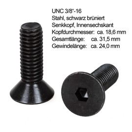 Photecs Countersunk Screws UNC 3/8-16 Inch Thread (Pack of 2), Thread Length 24 mm, Hexagon Socket Camera Screws