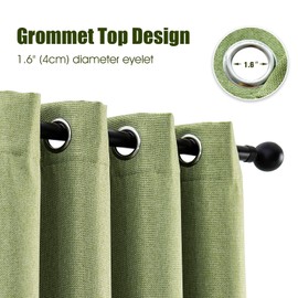 Anjee 100% Full Blackout Curtains for Bedroom 84 Inches Long 2 Panels Set, Textured Linen Living Room Darkening Curtain Light Blocking Window Drapes with Thermal Insulated Liner,Green,52 X 84 Inch